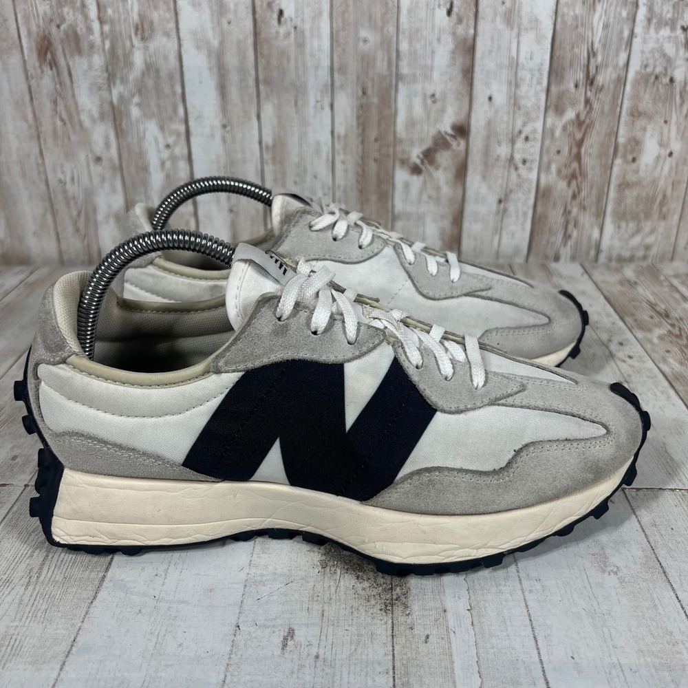 New Balance 327 Sea Salt Black Suede Nylon Retro Sneakers WS327FE Womens 9.5